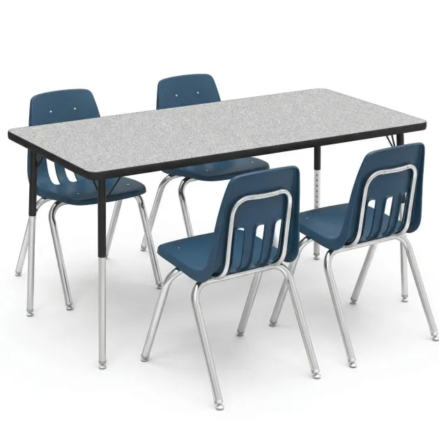 Activity Table and Chair Package - 4000 Series Activity Table (60"x30" Rectangle) & Four 9000 Series Stack Chairs (18'' H - 5th-Adult)