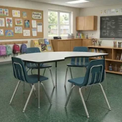 Activity Table and Chair Package - 4000 Series Activity Table (48"x72" Kidney) & Four 9000 Series Stack Chairs (18'' H - 5th-Adult)