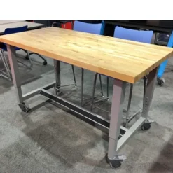 Adjustable Butcher Block Top Planner Studio Table (60'' W x 30'' D x 29''-40'' H)