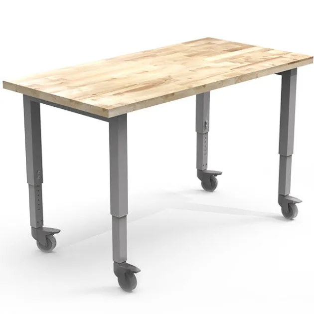 Adjustable Butcher Block Top Planner Studio Table (60'' W x 30'' D x 29''-40'' H)