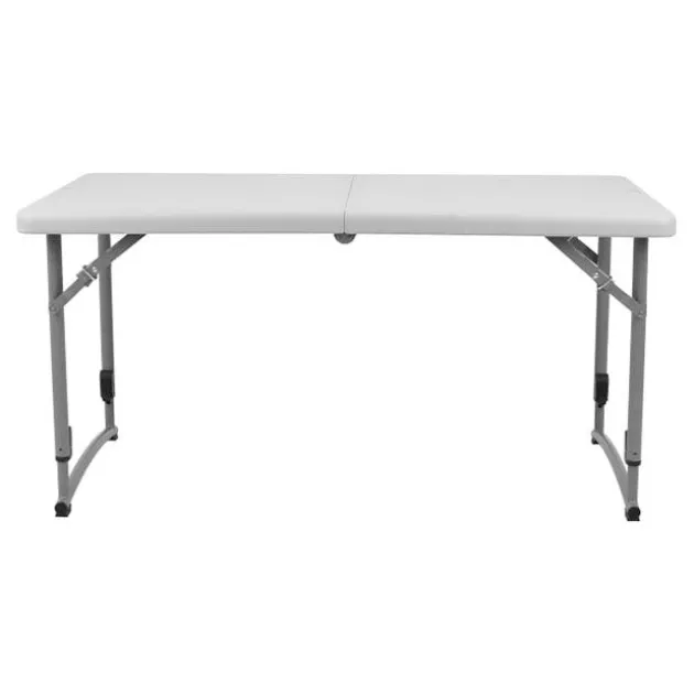 Adjustable Height Fold In Half Plastic Folding Table - 24"D x 48"L x 22"-35"H