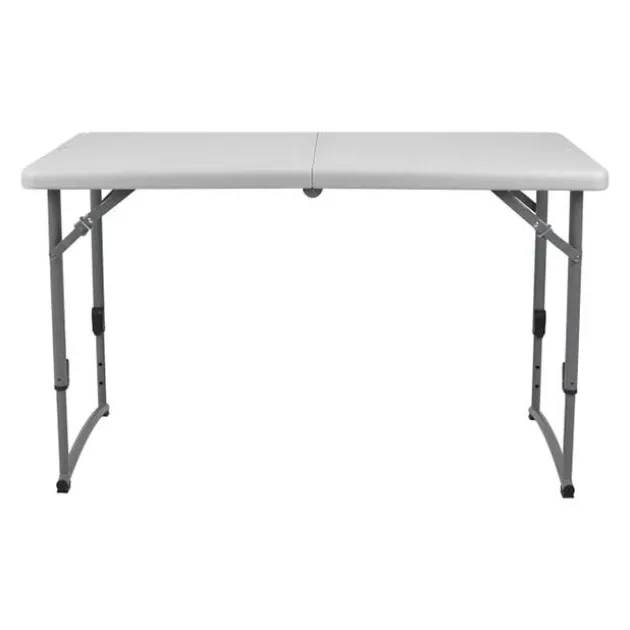 Adjustable Height Fold In Half Plastic Folding Table - 24"D x 48"L x 22"-35"H