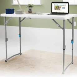 Adjustable Height Fold In Half Plastic Folding Table - 24
