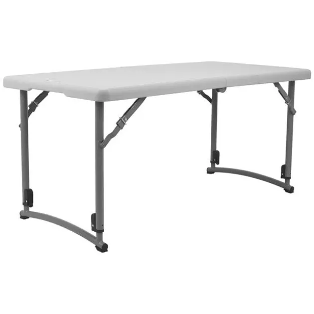 Adjustable Height Fold In Half Plastic Folding Table - 24"D x 48"L x 22"-35"H
