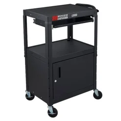 Adjustable Height Metal Cart w/ Cabinet & Keyboard