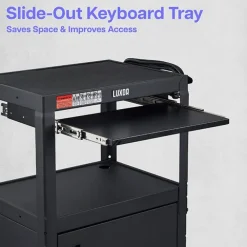 Adjustable Height Metal Cart w/ Cabinet & Keyboard