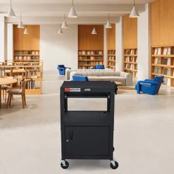 Adjustable Height Metal Cart w/ Cabinet & Keyboard