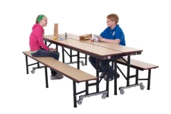 All-in-One Mobile Cafeteria Convertible Bench Tables