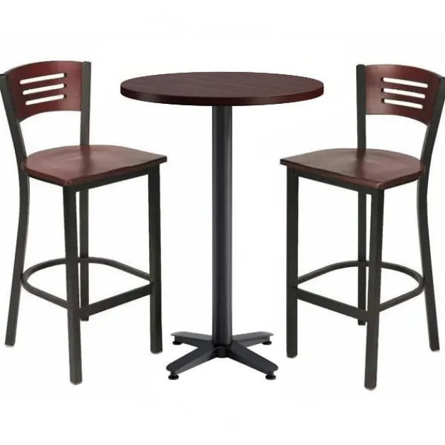 Arched Base Bar Height Cafe Table with Two BR3315B Barstools by KFI