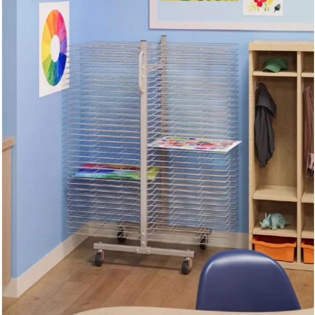 Art Drying Rack w/ 70 Trays & Casters