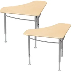 Astute Flex Boomerang Hard Plastic Collaborative Student Desks, 2-Pack