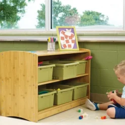 Bamboo Shelving Unit w/ Storage Bins