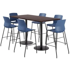 Bar Height Cafe Table with Six Lola Stools - 36'' X 72'' Rectangle