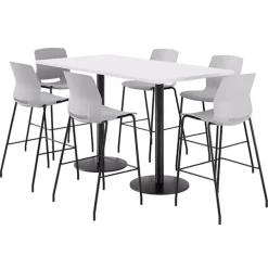 Bar Height Cafe Table with Six Lola Stools - 36'' X 72'' Rectangle