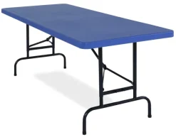 Blue Plastic Folding Table & Chair Set- 30'' x 72'' Rectangle Folding Table with 4 Blue Folding Chairs