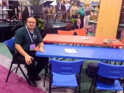 Blue Plastic Folding Table & Chair Set- 30'' x 72'' Rectangle Folding Table with 4 Blue Folding Chairs