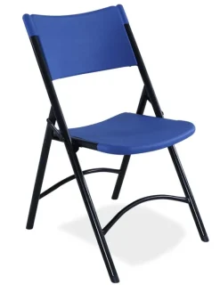 Blue Plastic Folding Table & Chair Set- 30'' x 72'' Rectangle Folding Table with 4 Blue Folding Chairs