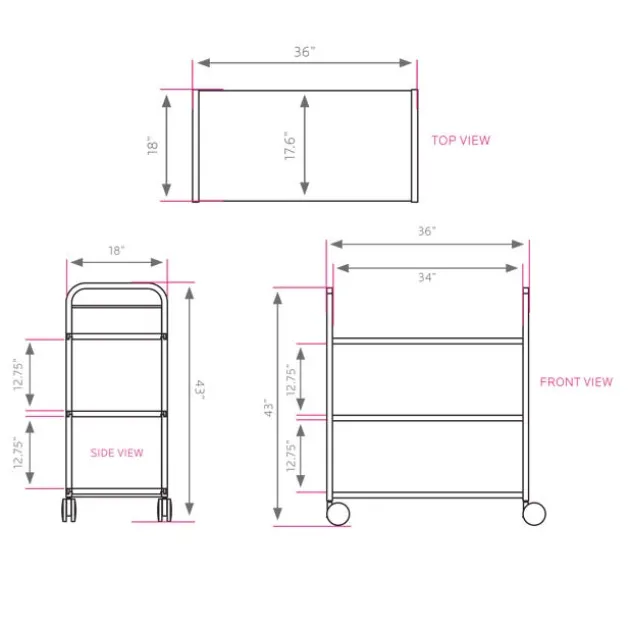Booktruck (3 Flat Shelves)