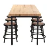 Butcher Block Height Adjustable Table (30'' x 72'') with 6 Black Frame Stools