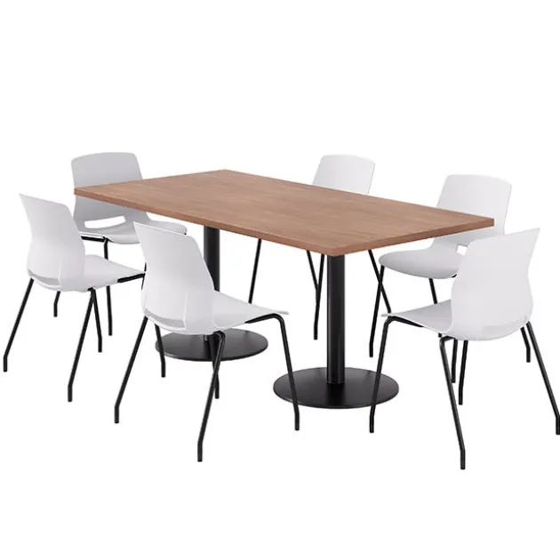 Cafe Table with Six Lola Armless Chairs - 36'' X 72'' Rectangle