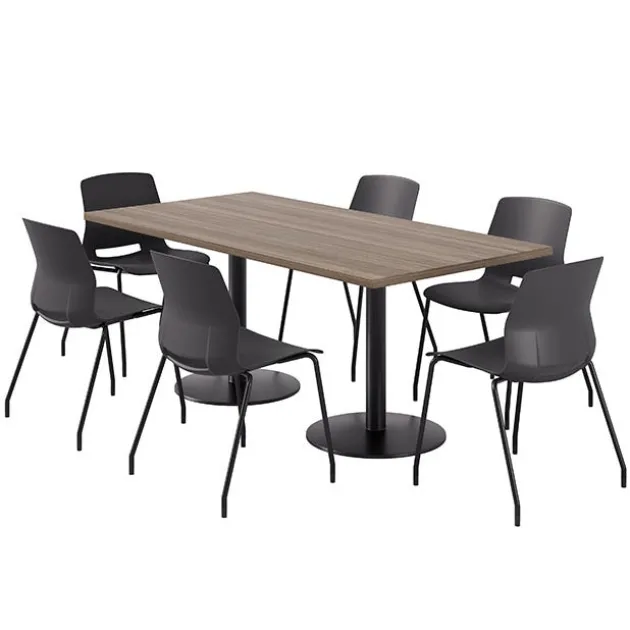 Cafe Table with Six Lola Armless Chairs - 36'' X 72'' Rectangle