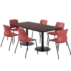 Cafe Table with Six Lola Armless Chairs - 36'' X 72'' Rectangle