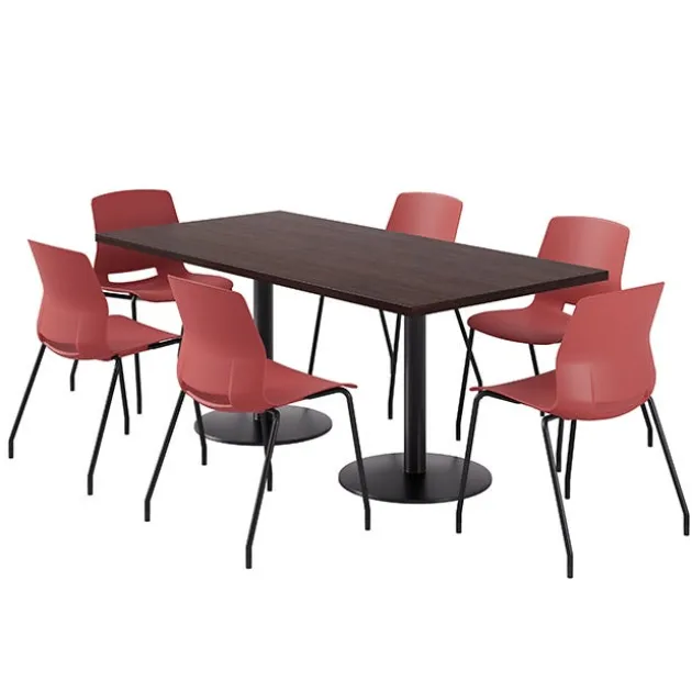 Cafe Table with Six Lola Armless Chairs - 36'' X 72'' Rectangle
