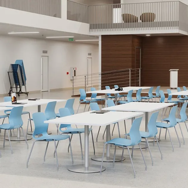 Cafe Table with Six Lola Armless Chairs - 36'' X 72'' Rectangle