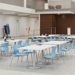 Cafe Table with Six Lola Armless Chairs w/ Casters- 36'' X 72'' Rectangle