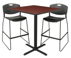 Cain Barstool Height Table and Two Zeng Stools by Regency
