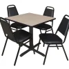 Cain Base Cafe Table and Four Vinyl Stacker Chairs by Regency