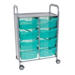 Callero Antimicrobial Double Cart w/ 8 Deep Trays