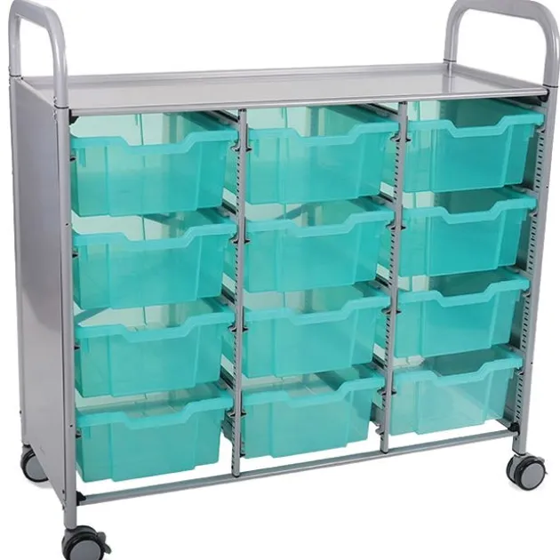 Callero Antimicrobial Triple Cart w/ 12 Deep Trays