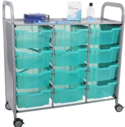 Callero Antimicrobial Triple Cart w/ 12 Deep Trays