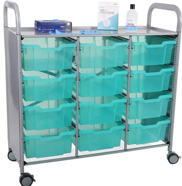 Callero Antimicrobial Triple Cart w/ 12 Deep Trays