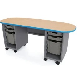 Cascade Bullet Teacher Desks with Double Pedestal