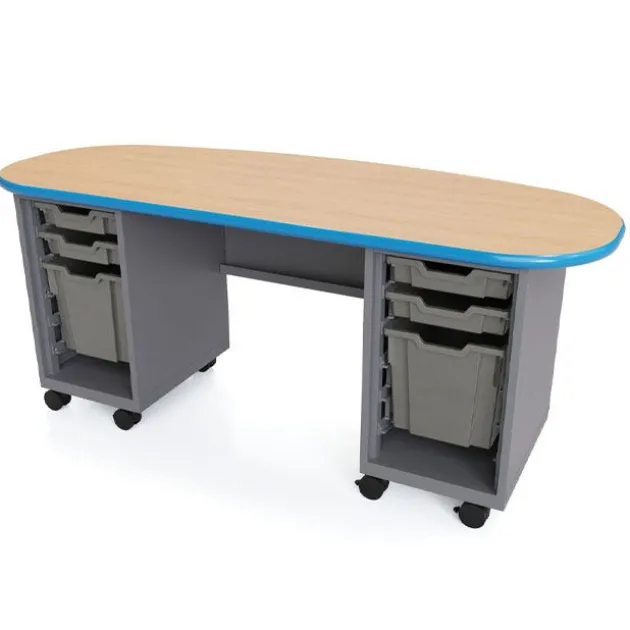 Cascade Bullet Teacher Desks with Double Pedestal