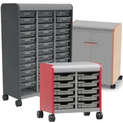 Cascade Mobile Tote Tray Storage Cabinets