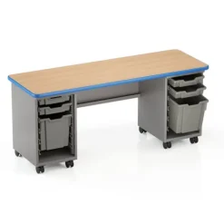 Cascade Teacher Desks with Double Cabinet