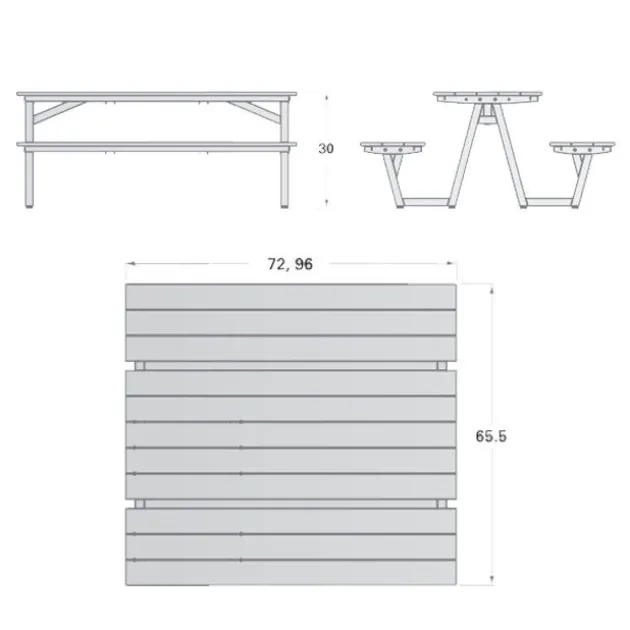 Centra Series Rectangle Indoor and Outdoor Picnic Table