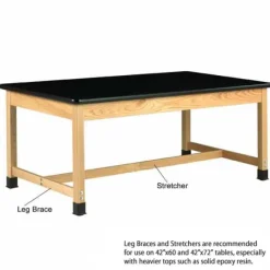 ChemGuard Top Hardwood Science Lab Table with Book Compartments (42'' D X 54'' W)
