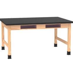 ChemGuard Top Hardwood Science Lab Table with Book Compartments (42'' D X 72'' W)
