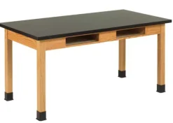 ChemGuard Top Hardwood Science Lab Table with Book Compartments (24'' D X 72'' W)