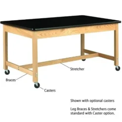 ChemGuard Top Hardwood Science Lab Table with Book Compartments (36'' D X 60'' W)