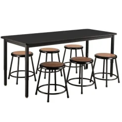 Chemical Resistant Height Adjustable Table & Black Stool Package