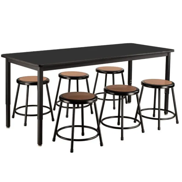 Chemical Resistant Height Adjustable Table & Black Stool Package