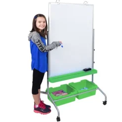 Classroom Chart Stand with Storage Bins