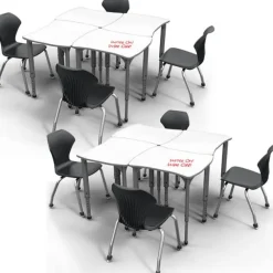 Classroom Set - 8 Apex Stack Chairs (18''H 5th-Adult) & 8 Dry Erase Contour Student Apex Desks