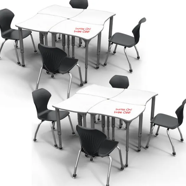 Classroom Set - 8 Apex Stack Chairs (18''H 5th-Adult) & 8 Dry Erase Contour Student Apex Desks