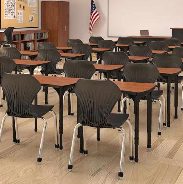 Classroom Set - 8 Apex Stack Chairs (18''H 5th-Adult) & 8 Dry Erase Contour Student Apex Desks